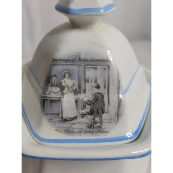 Antique Sterling China Courtship of Miles Standish-Sugar Bowl with Lid- RARE 191 - Picture 7 of 10